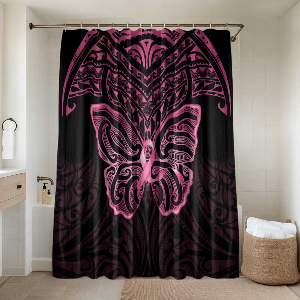 New Zealand Breast Cancer Awareness Bathroom Set Maori Butterfly Pink Ribbon Black Version - Aussie Hoodie
