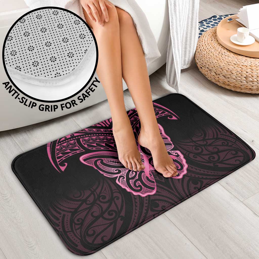 New Zealand Breast Cancer Awareness Bathroom Set Maori Butterfly Pink Ribbon Black Version - Aussie Hoodie