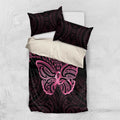 New Zealand Breast Cancer Awareness Bedding Set Maori Butterfly Pink Ribbon Black Version - Aussie Hoodie