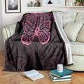 New Zealand Breast Cancer Awareness Blanket Maori Butterfly Pink Ribbon Black Version - Aussie Hoodie