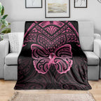 New Zealand Breast Cancer Awareness Blanket Maori Butterfly Pink Ribbon Black Version - Aussie Hoodie