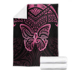 New Zealand Breast Cancer Awareness Blanket Maori Butterfly Pink Ribbon Black Version - Aussie Hoodie