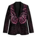 New Zealand Breast Cancer Awareness Blazer Maori Butterfly Pink Ribbon Black Version - Aussie Hoodie
