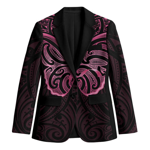 New Zealand Breast Cancer Awareness Blazer Maori Butterfly Pink Ribbon Black Version - Aussie Hoodie