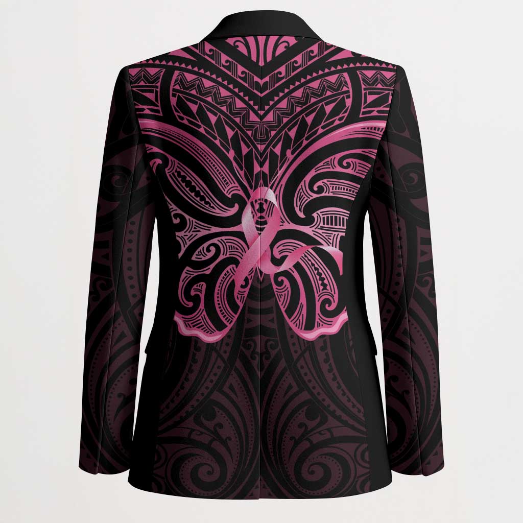 New Zealand Breast Cancer Awareness Blazer Maori Butterfly Pink Ribbon Black Version - Aussie Hoodie