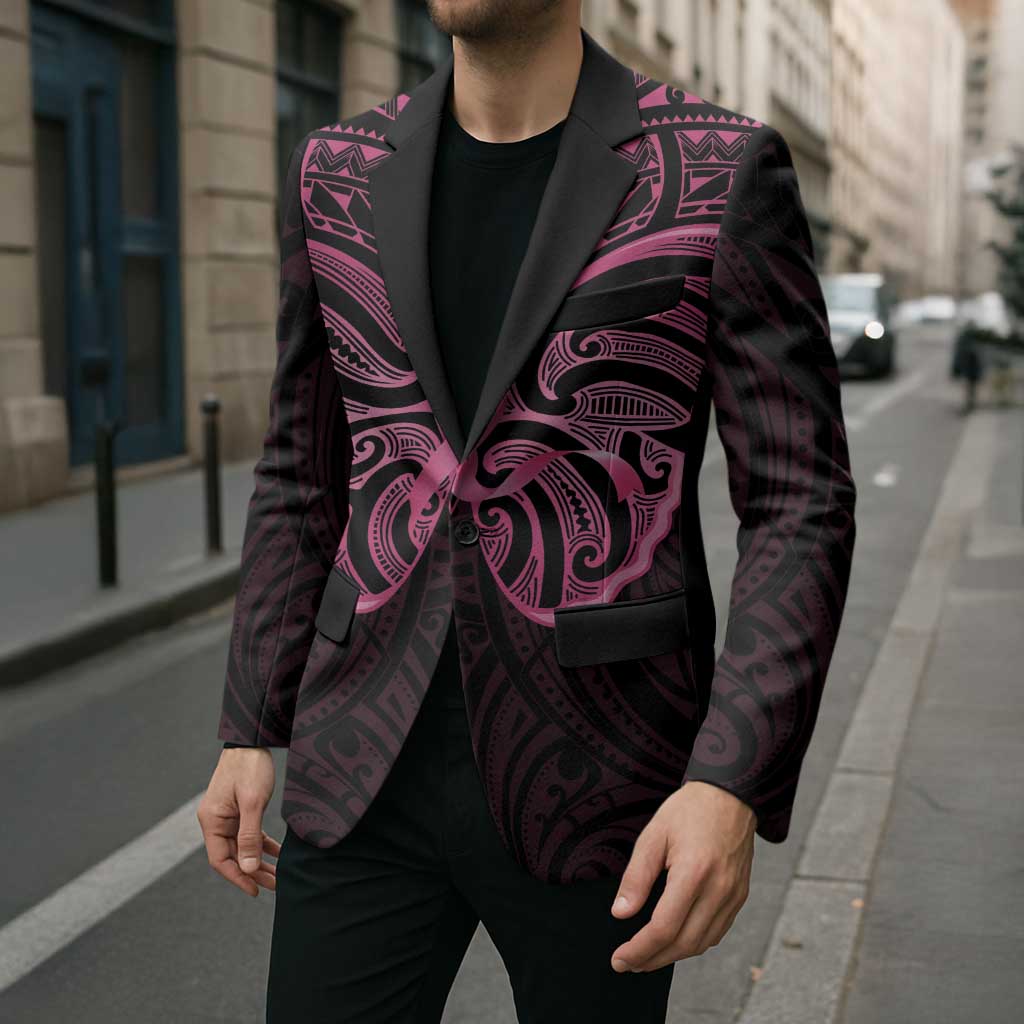 New Zealand Breast Cancer Awareness Blazer Maori Butterfly Pink Ribbon Black Version - Aussie Hoodie