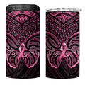New Zealand Breast Cancer Awareness 4 in 1 Can Cooler Tumbler Maori Butterfly Pink Ribbon Black Version - Aussie Hoodie