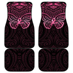 New Zealand Breast Cancer Awareness Car Mats Maori Butterfly Pink Ribbon Black Version - Aussie Hoodie