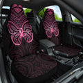 New Zealand Breast Cancer Awareness Car Seat Cover Maori Butterfly Pink Ribbon Black Version - Aussie Hoodie
