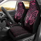 New Zealand Breast Cancer Awareness Car Seat Cover Maori Butterfly Pink Ribbon Black Version - Aussie Hoodie