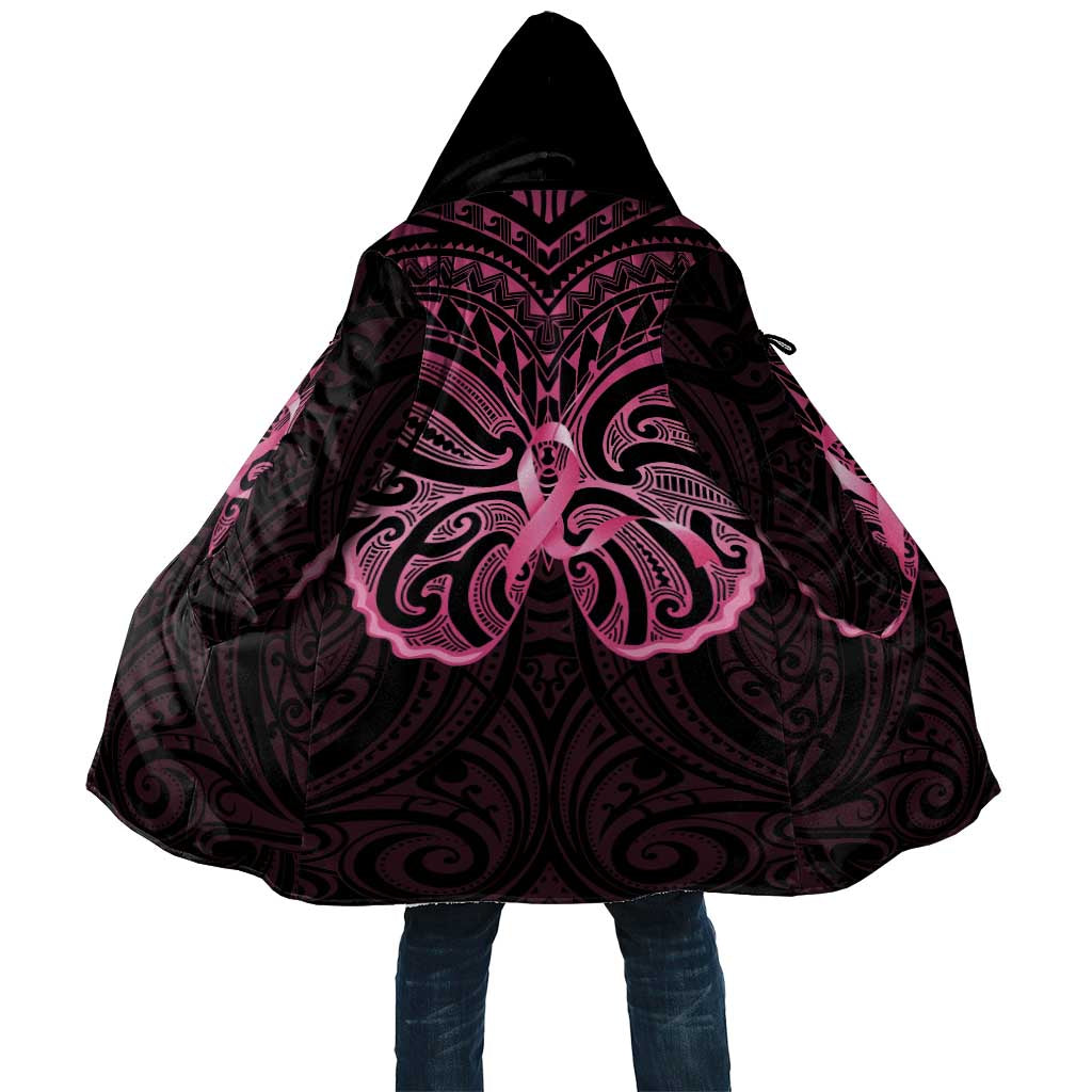New Zealand Breast Cancer Awareness Cloak Maori Butterfly Pink Ribbon Black Version - Aussie Hoodie