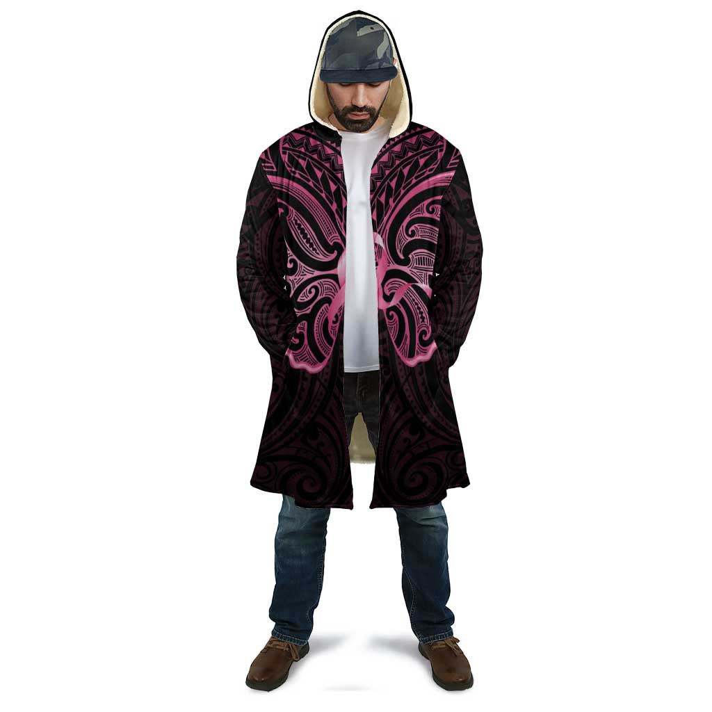 New Zealand Breast Cancer Awareness Cloak Maori Butterfly Pink Ribbon Black Version - Aussie Hoodie