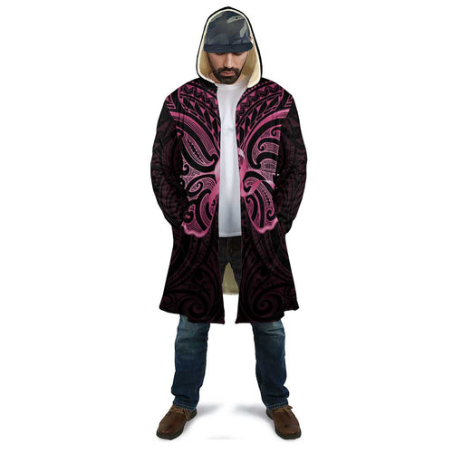 New Zealand Breast Cancer Awareness Cloak Maori Butterfly Pink Ribbon Black Version - Aussie Hoodie