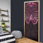New Zealand Breast Cancer Awareness Door Cover Maori Butterfly Pink Ribbon Black Version - Aussie Hoodie