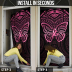 New Zealand Breast Cancer Awareness Door Cover Maori Butterfly Pink Ribbon Black Version - Aussie Hoodie