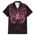 New Zealand Breast Cancer Awareness Family Matching Mermaid Dress and Hawaiian Shirt Maori Butterfly Pink Ribbon Black Version - Aussie Hoodie