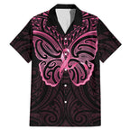 New Zealand Breast Cancer Awareness Family Matching Mermaid Dress and Hawaiian Shirt Maori Butterfly Pink Ribbon Black Version - Aussie Hoodie