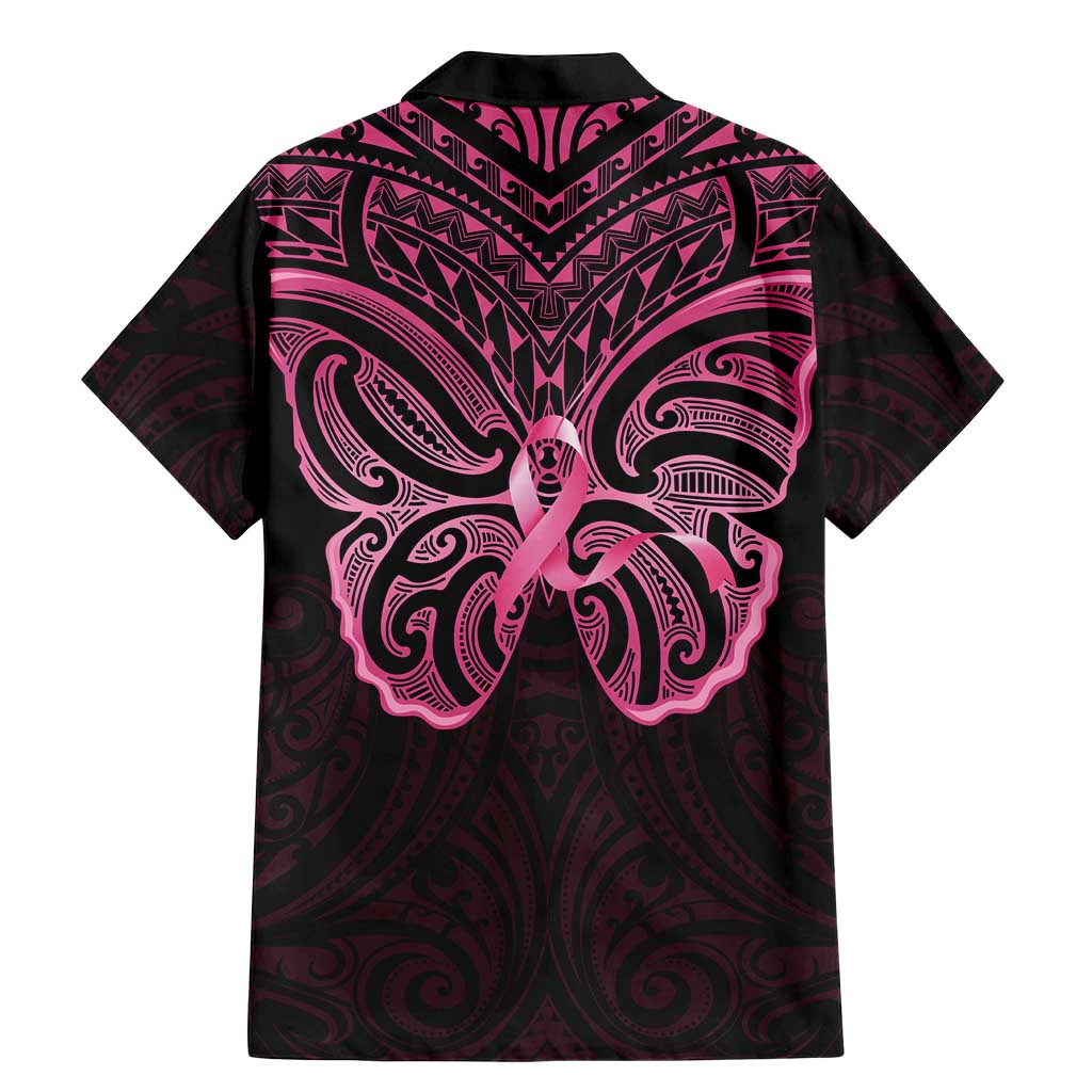 New Zealand Breast Cancer Awareness Family Matching Mermaid Dress and Hawaiian Shirt Maori Butterfly Pink Ribbon Black Version - Aussie Hoodie
