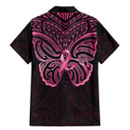 New Zealand Breast Cancer Awareness Family Matching Mermaid Dress and Hawaiian Shirt Maori Butterfly Pink Ribbon Black Version - Aussie Hoodie