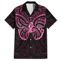 New Zealand Breast Cancer Awareness Family Matching Tank Maxi Dress and Hawaiian Shirt Maori Butterfly Pink Ribbon Black Version - Aussie Hoodie