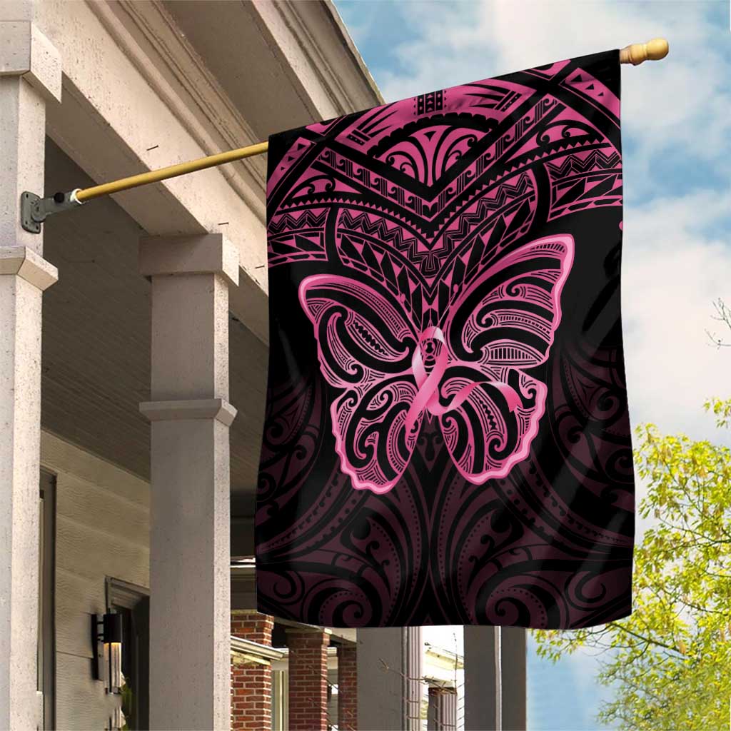 New Zealand Breast Cancer Awareness Garden Flag Maori Butterfly Pink Ribbon Black Version - Aussie Hoodie