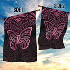 New Zealand Breast Cancer Awareness Garden Flag Maori Butterfly Pink Ribbon Black Version - Aussie Hoodie