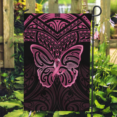 New Zealand Breast Cancer Awareness Garden Flag Maori Butterfly Pink Ribbon Black Version - Aussie Hoodie