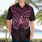 New Zealand Breast Cancer Awareness Hawaiian Shirt Maori Butterfly Pink Ribbon Black Version - Aussie Hoodie