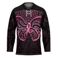 New Zealand Breast Cancer Awareness Hockey Jersey Maori Butterfly Pink Ribbon Black Version - Aussie Hoodie