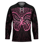 New Zealand Breast Cancer Awareness Hockey Jersey Maori Butterfly Pink Ribbon Black Version - Aussie Hoodie