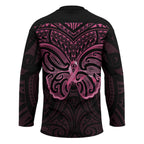 New Zealand Breast Cancer Awareness Hockey Jersey Maori Butterfly Pink Ribbon Black Version - Aussie Hoodie