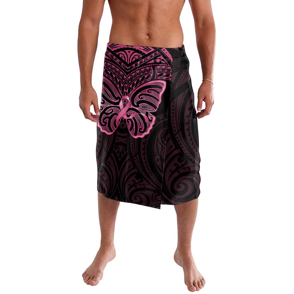 New Zealand Breast Cancer Awareness Lavalava Maori Butterfly Pink Ribbon Black Version - Aussie Hoodie