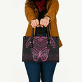 New Zealand Breast Cancer Awareness Leather Bag Maori Butterfly Pink Ribbon Black Version - Aussie Hoodie