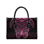 New Zealand Breast Cancer Awareness Leather Bag Maori Butterfly Pink Ribbon Black Version - Aussie Hoodie