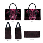 New Zealand Breast Cancer Awareness Leather Bag Maori Butterfly Pink Ribbon Black Version - Aussie Hoodie