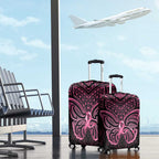 New Zealand Breast Cancer Awareness Luggage Cover Maori Butterfly Pink Ribbon Black Version - Aussie Hoodie