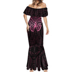 New Zealand Breast Cancer Awareness Mermaid Dress Maori Butterfly Pink Ribbon Black Version - Aussie Hoodie