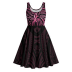 New Zealand Breast Cancer Awareness Midi Dress Maori Butterfly Pink Ribbon Black Version - Aussie Hoodie