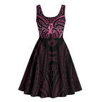 New Zealand Breast Cancer Awareness Midi Dress Maori Butterfly Pink Ribbon Black Version - Aussie Hoodie