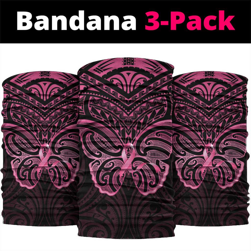 New Zealand Breast Cancer Awareness Neck Gaiter Maori Butterfly Pink Ribbon Black Version - Aussie Hoodie