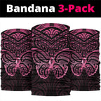 New Zealand Breast Cancer Awareness Neck Gaiter Maori Butterfly Pink Ribbon Black Version - Aussie Hoodie