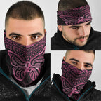 New Zealand Breast Cancer Awareness Neck Gaiter Maori Butterfly Pink Ribbon Black Version - Aussie Hoodie
