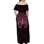 New Zealand Breast Cancer Awareness Off Shoulder Maxi Dress Maori Butterfly Pink Ribbon Black Version - Aussie Hoodie