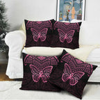 New Zealand Breast Cancer Awareness Pillow Cover Maori Butterfly Pink Ribbon Black Version - Aussie Hoodie