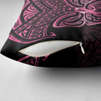New Zealand Breast Cancer Awareness Pillow Cover Maori Butterfly Pink Ribbon Black Version - Aussie Hoodie