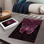New Zealand Breast Cancer Awareness Puzzle Maori Butterfly Pink Ribbon Black Version - Aussie Hoodie
