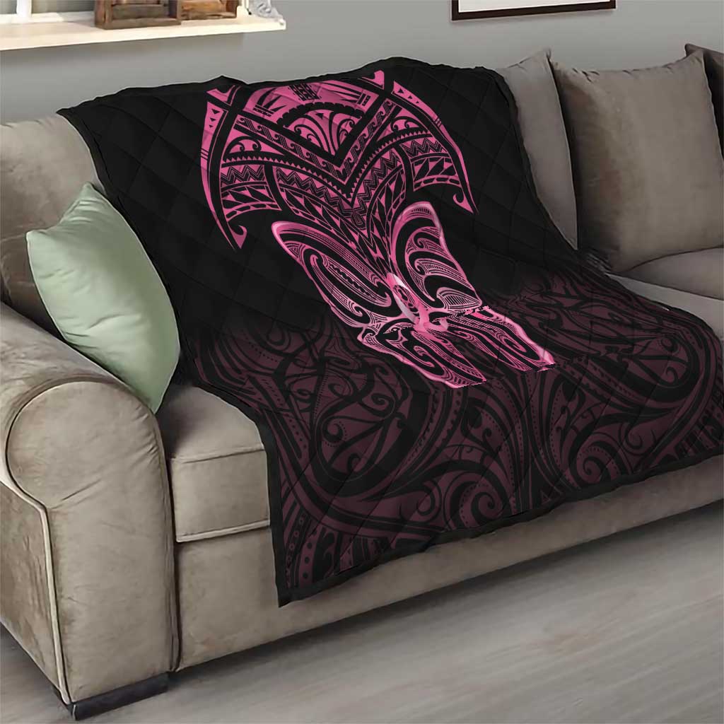 New Zealand Breast Cancer Awareness Quilt Maori Butterfly Pink Ribbon Black Version - Aussie Hoodie