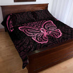 New Zealand Breast Cancer Awareness Quilt Bed Set Maori Butterfly Pink Ribbon Black Version - Aussie Hoodie