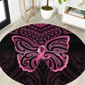 New Zealand Breast Cancer Awareness Round Carpet Maori Butterfly Pink Ribbon Black Version - Aussie Hoodie