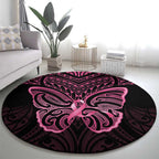 New Zealand Breast Cancer Awareness Round Carpet Maori Butterfly Pink Ribbon Black Version - Aussie Hoodie